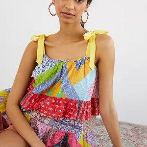 Anthropologie Let Me Be Ruffled Patchwork Tank size 6 NWT